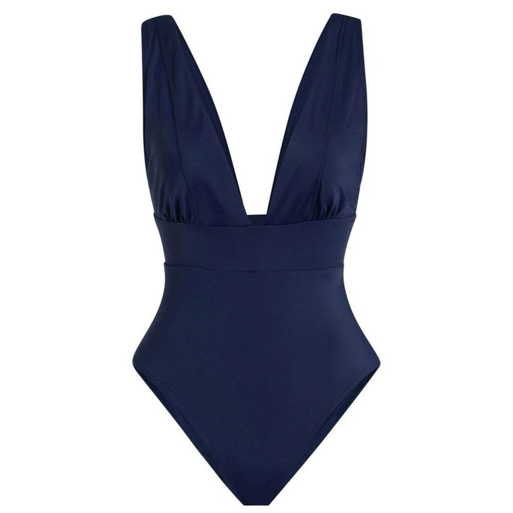 Andie Swim Mykonos One Piece Swimsuit V Neck Navy Blue XXXL 3Xl